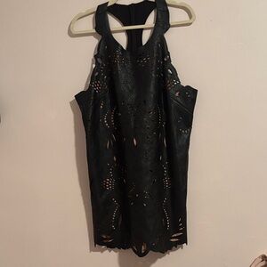 Anthropologie Black Laser-Cut Mini Dress